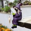 Witch Fishing Statue Resin Garden Microscopic Craft Sculpture Festival Witch Decoration
