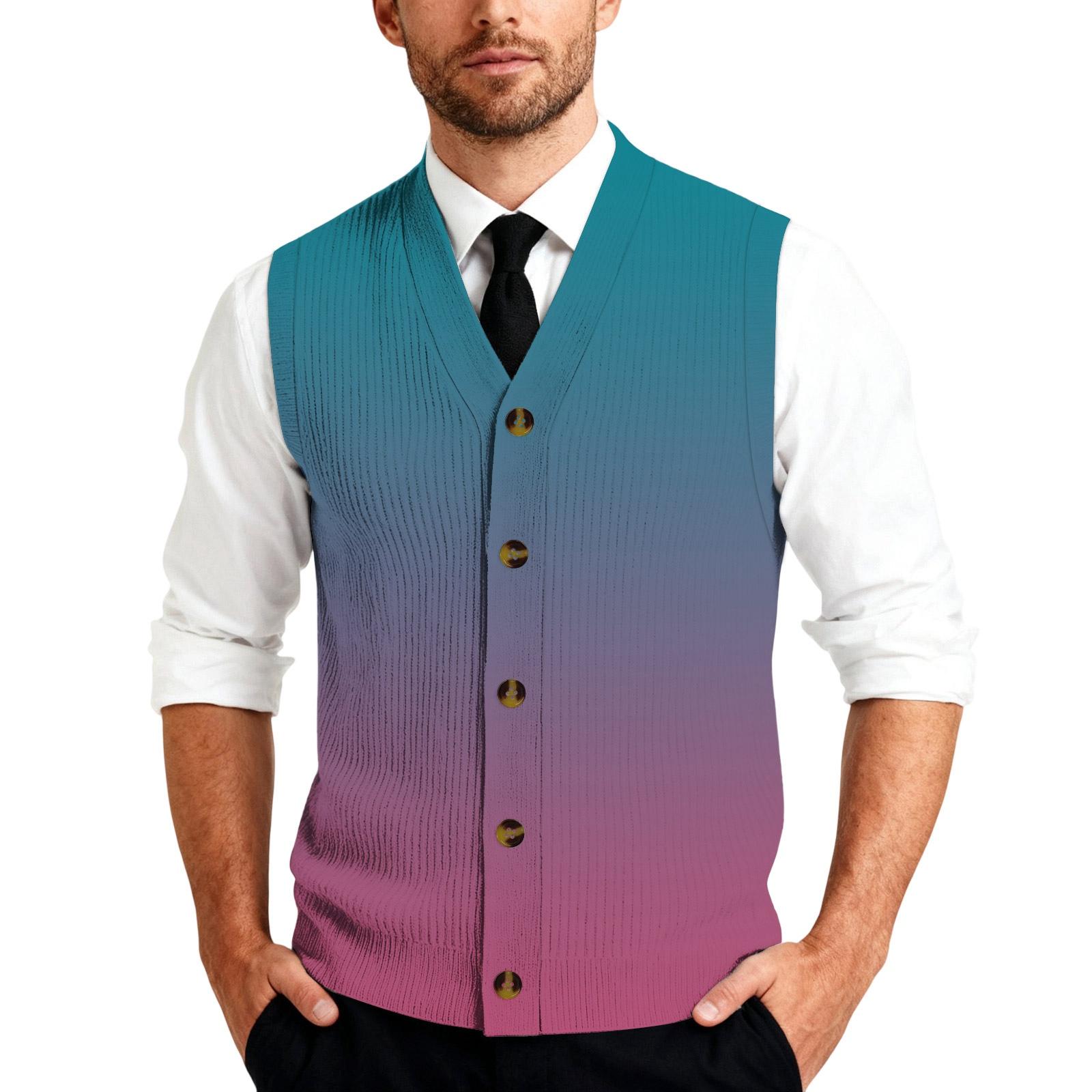 

Men s Tie-Dye Gradient Knit Sleeveless Shirt Button Placket Vest Regular Fit Casual Layering Suitable XXL