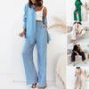 2 Piece Outfits for Women Long Sleeve Button Down Shirts And Wide Leg Pants Sets Casual Tracksuit Loungewear