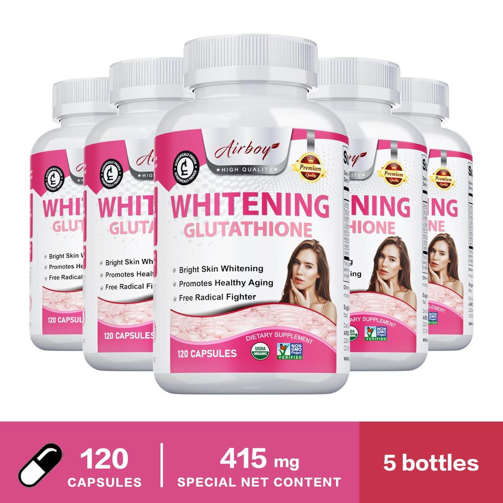 100% Natural Glutathione Supplement, Contains Vitamins and Alpha-lipoic Acid, Whitening, Antioxidant, Suitable for Adults.