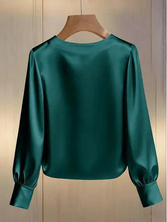 2026 French High-End Pearl Round Neck Satin Top for Women - Spring/Summer Collection