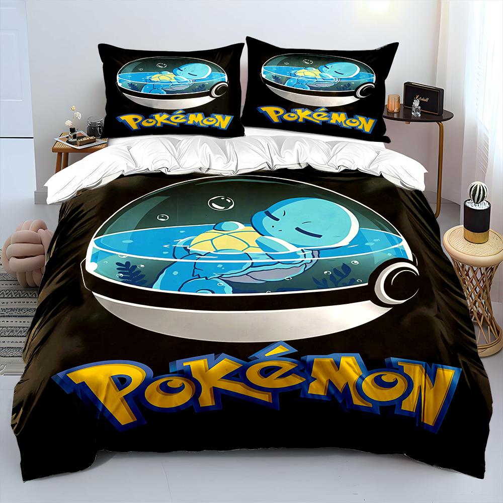 Anime Pokemon Squirtle Tištěný Měkký Povlak na Přikrývku Povlak na Polštář Ložní Souprava Děti Dospělí Pohodlná Postelová Souprava Jednolůžko King Ložní Souprava