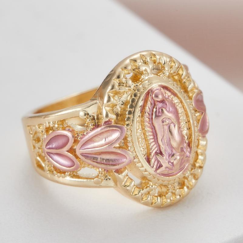 1pc Exquisite Religious Virgin Mary Inlaid Shiny Cubic Zirconia Ring for Women Hip-hop Trend Daily Wear Couple JewelryGood Product