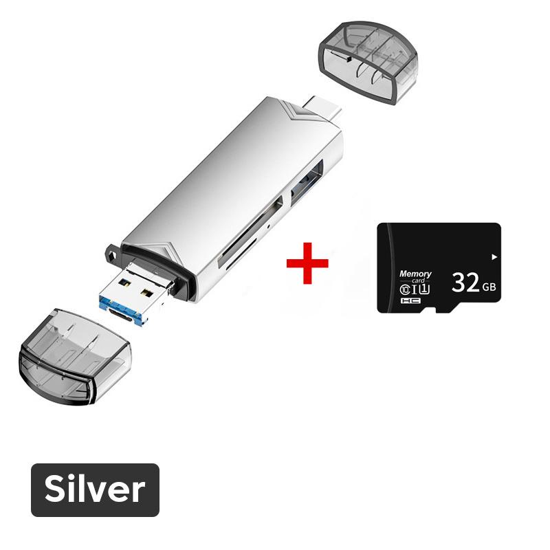6 in1 OTG Card Reader USB 3.0 To Type C Micro USB Adapter Flash Drive Smart Memory Card Reader TF Camera Mini SD Cardreader
