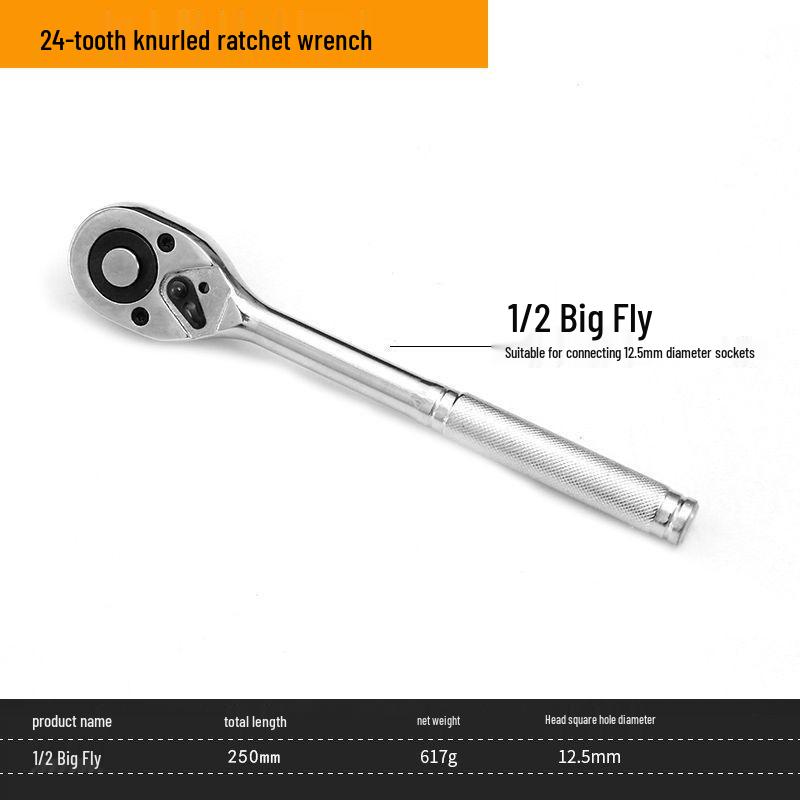 Set di chiavi a cricchetto Fly: Grande, Medio, Piccolo - Dritto 24T, Curvo 72T, Sgancio Rapido, Reversibile, Attrezzi per Riparazioni Auto