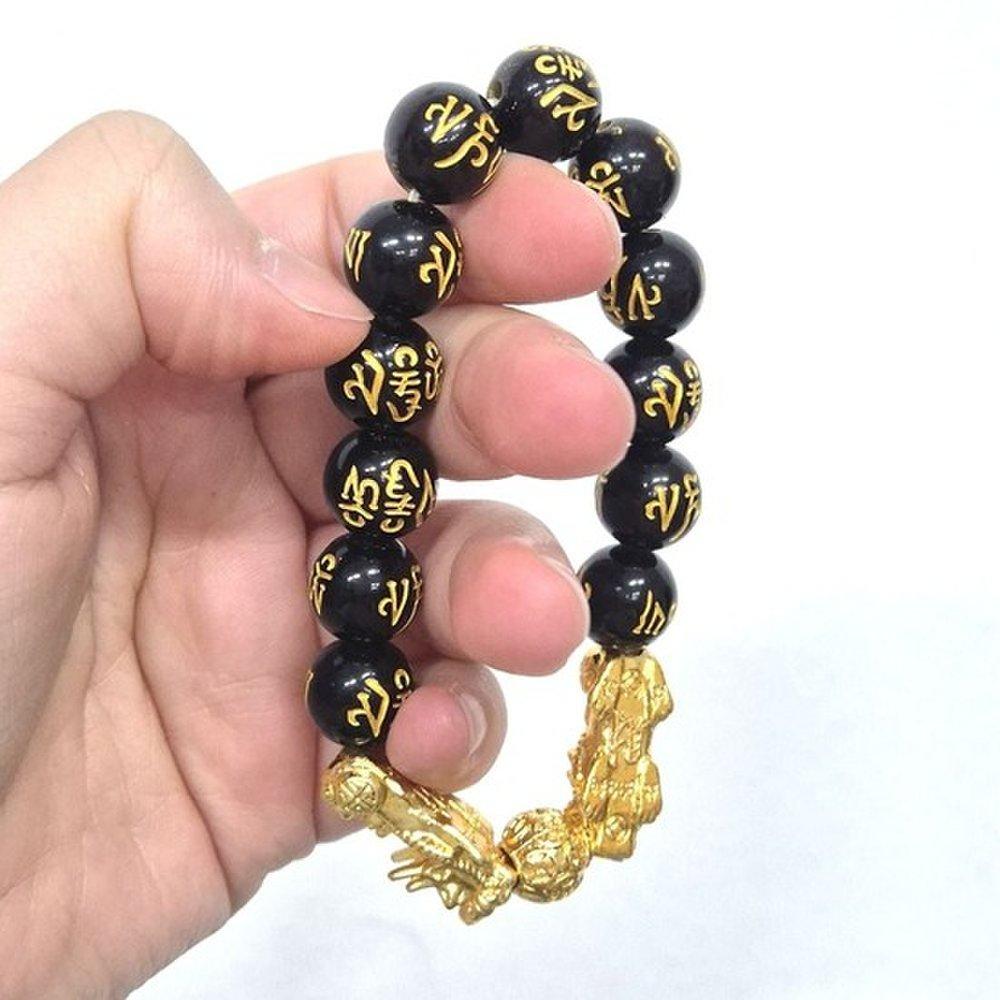 Gold Obsidian Rosary Bracelet 1P Wealth, Money Luck, Business Luck, Feng Shui Accessories, Couple Bracelet, Prop Shop, Buddhism, Buddha Temple