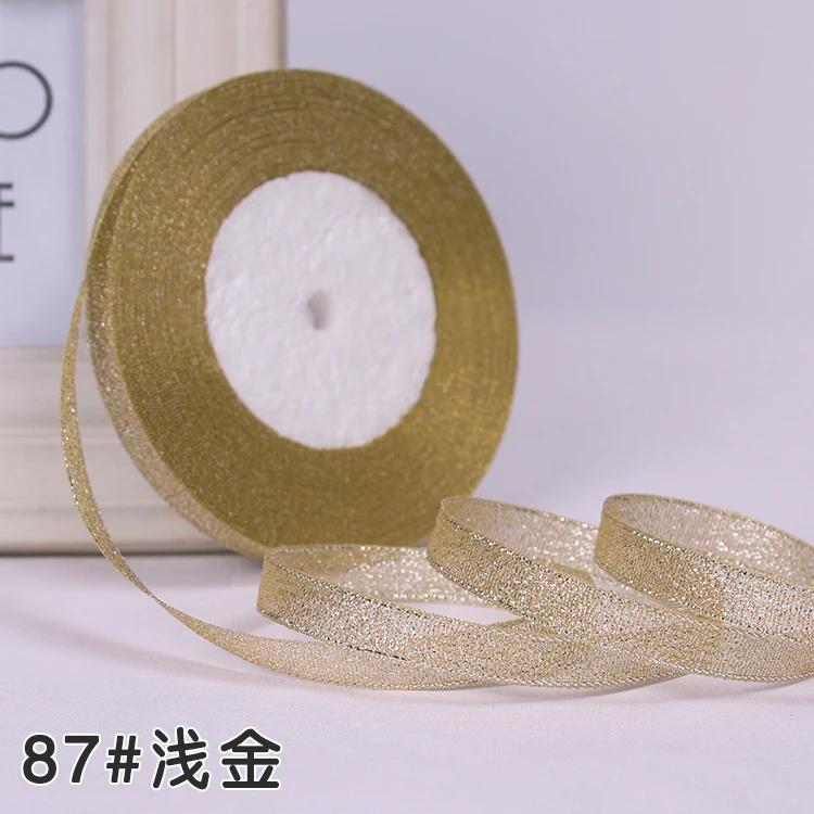 6mm 10mm 15mm 20mm 25mm 40mm 50mm 25 Jardów Złote Srebrne Brokatowe Wstążki Owijanie Prezentów Ślubnych Boże Narodzenie Halloween Impreza DIY Rękodzieło