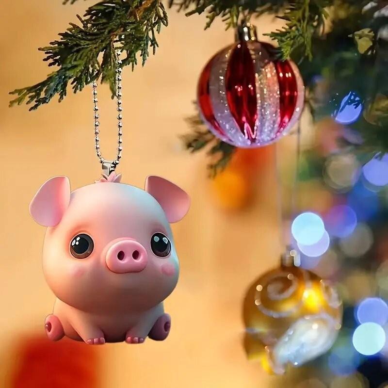 Pig Acrylic Endearing Car Accessory Keychain Ideal For Interior Decoration And Gifts