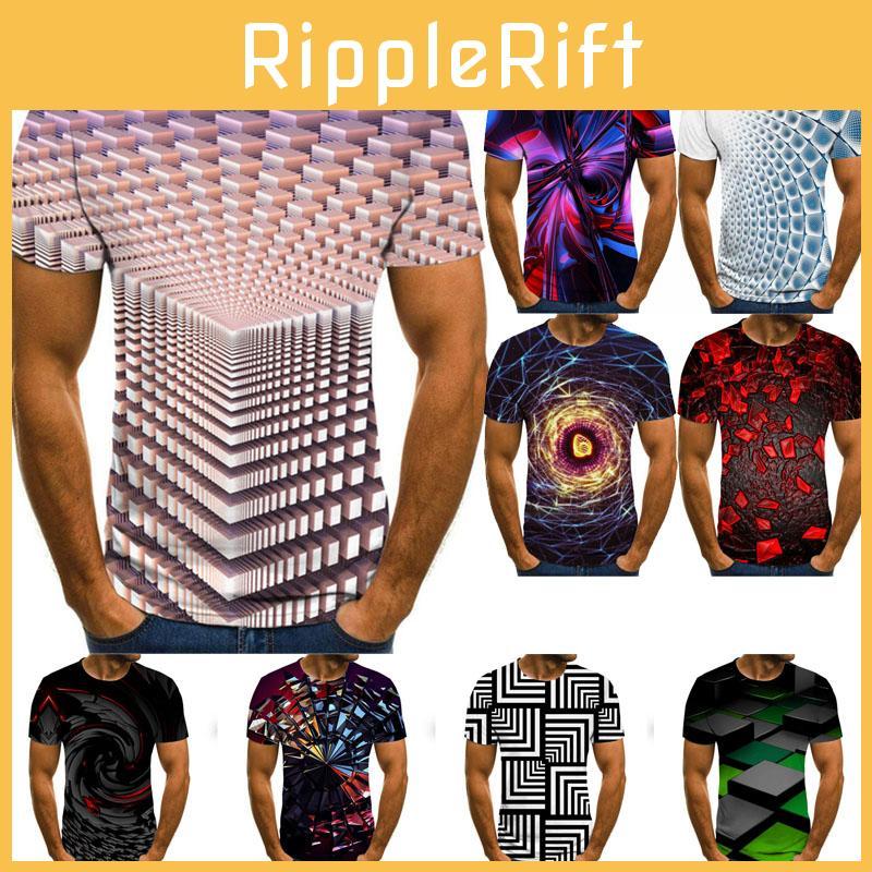 Men 3d Vortex Psychedelic Printed T-shirts Soft Breathable Short Sleeve Tee Tops
