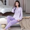 Ensemble de Pyjama pour Femme 100% Coton – Respirant, Absorbant la Sueur, Manches Longues Col Rond pour Porter à l'Intérieur et à l'Extérieur (Automne hiver)