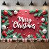 Festive Display Glossy Baubles Christmas Display Merry Christmas Banner Green Foliage Xmas Backdrop For Christmas Party Office
