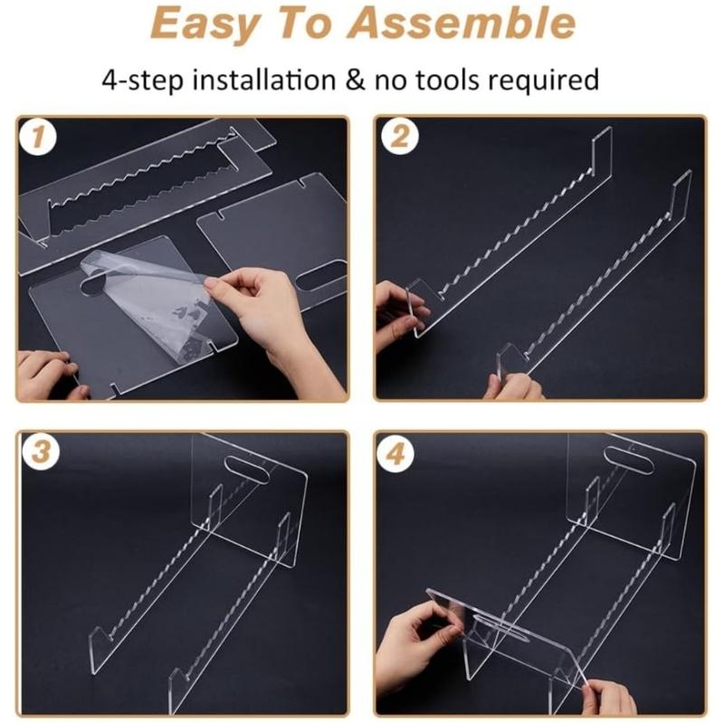 Elegant Album Display Shelf, Clear Acrylic Storage Stand Home Accessory with Solid Acrylic Base Desktop Record Organizes