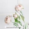 European Flocked Peony with Dew-Lotus Finish - Artificial 3-Head Flower for Home or Wedding Decoration