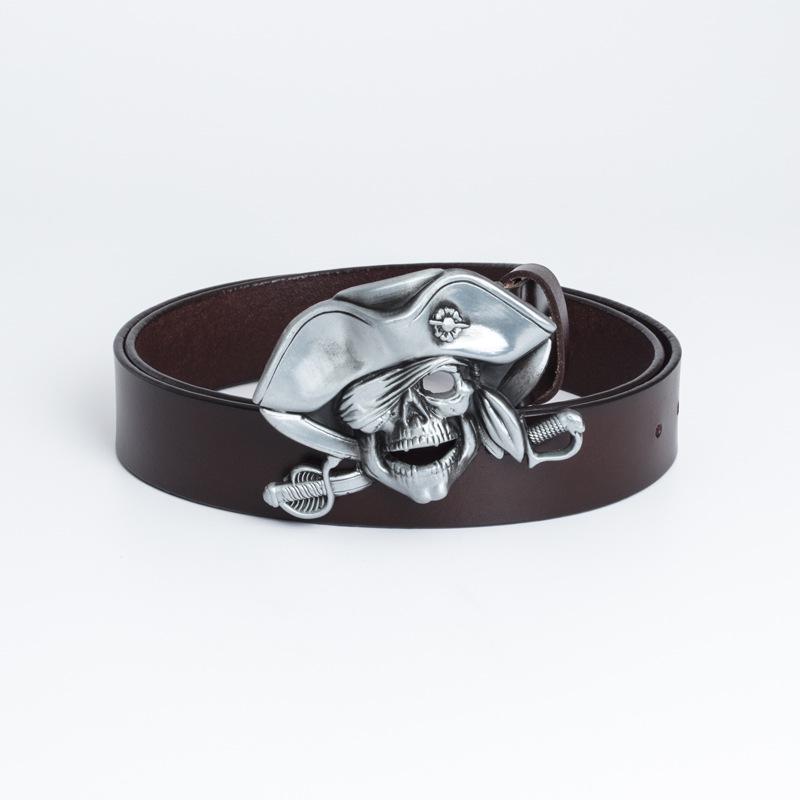 Lotte Junsen Men's Casual Leather Belt with Harley Motorcycle Buckle