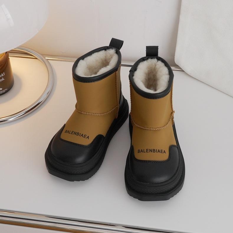 ins Paris wind children snow boots autumn and winter boys and girls thick hair warm one pedal