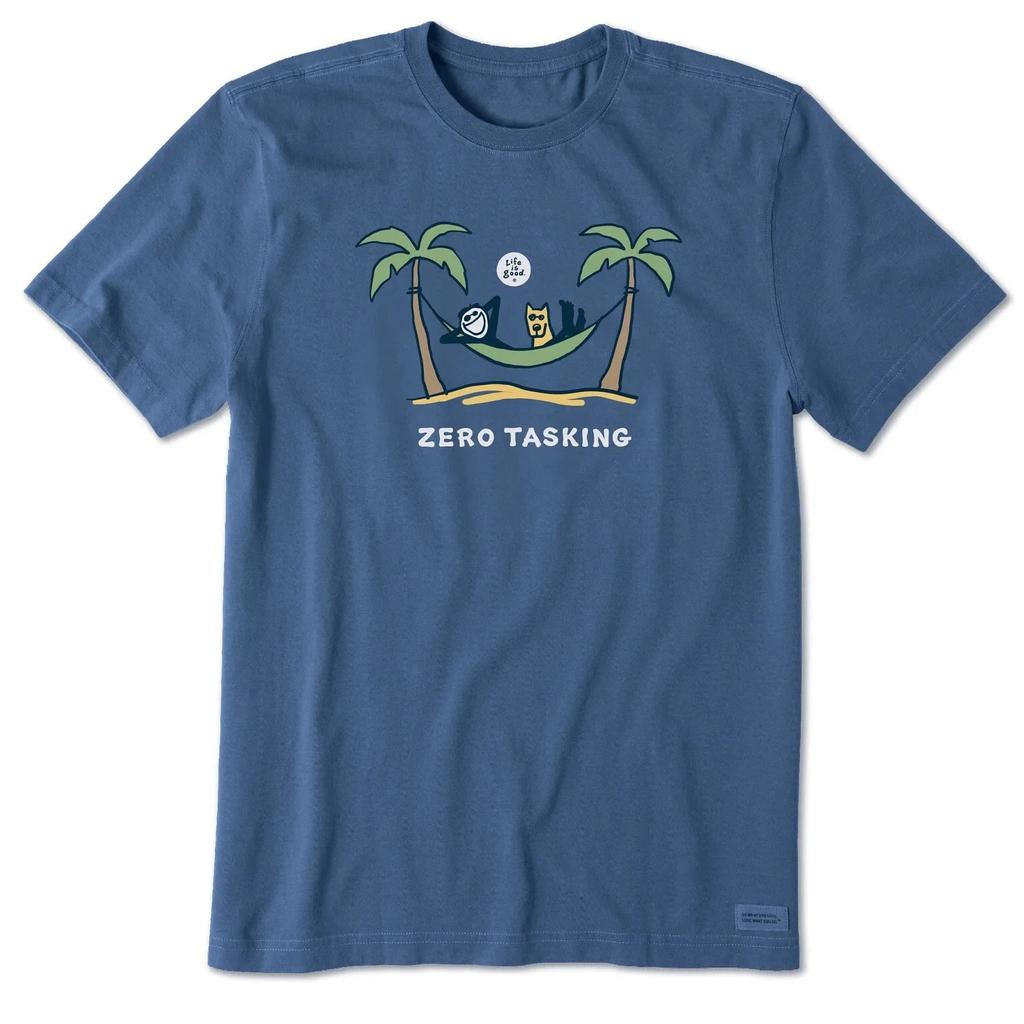 Life is Good. Men's Jake and Rocket Zero Tasking Short Sleeve Tee, Vintage Blue