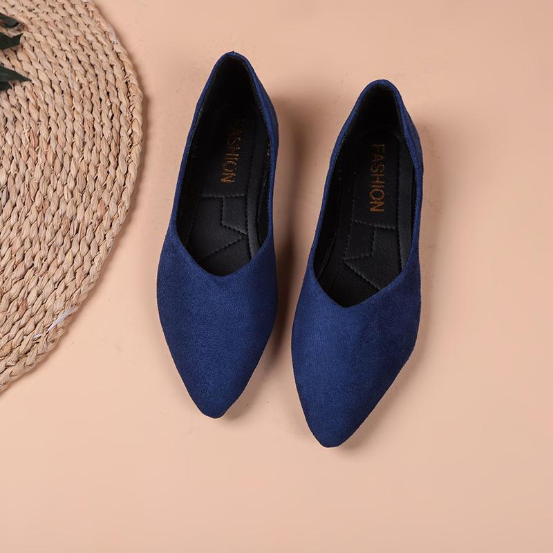 Large size pointed head shallow mouth single shoes spring and summer new casual flat bottom soft sole single shoes