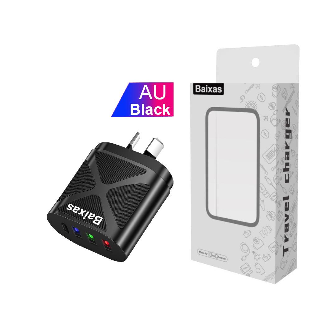 Universal Travel Charger: EU 3-USB + Type-C, US/UK Standard, 5V 2.4A