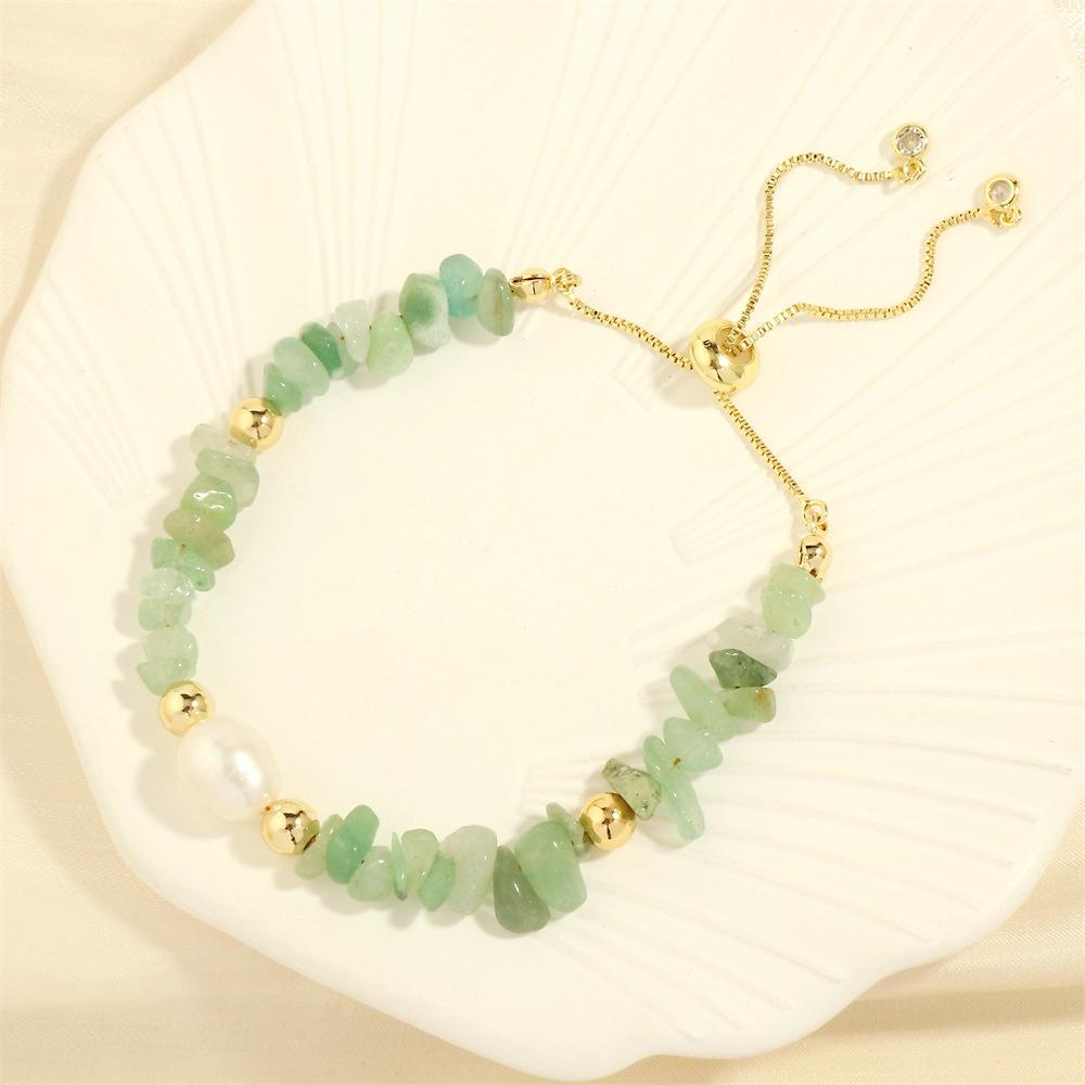 

Стильный браслет на руку для поездок на работу с уникальными неправильными полудрагоценными камнями и пресноводным жемчугом для женщин Br1675 Зеленый Дунлин Br StyleA