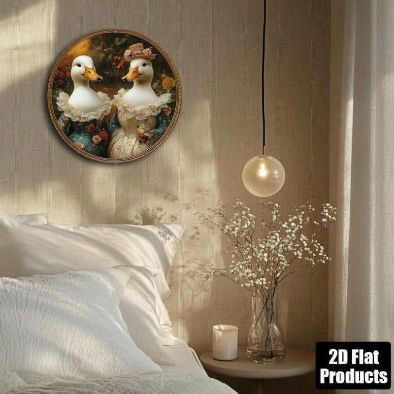Retro Metal Tin Sign Art Circle 20x20cm Wall Decor for Living Room Bedroom