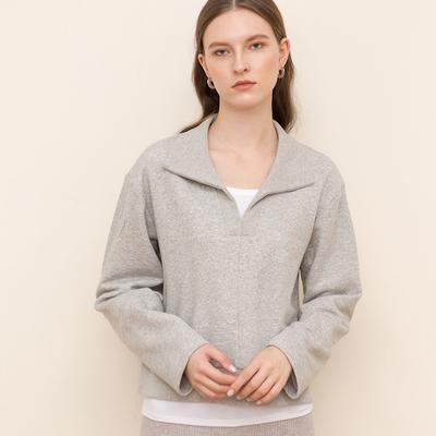 Herbst und Winter Einfarbige Pulloverbluse mit Polokragen im koreanischen Stil mit langen Ärmeln, lockere, dünne Samt-Baumwoll-Nähte