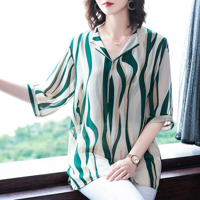 Summer Chiffon Shirt Large Women's Loose Top Summer Comfortable Casual Girls' Clothing