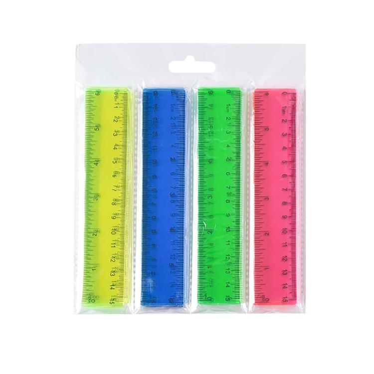 4Pcs Measuring Ruler Tool with Inches Centimeters for Classroom Home Office Colorful Ruler Plastic Ruler Straight Clear 1
