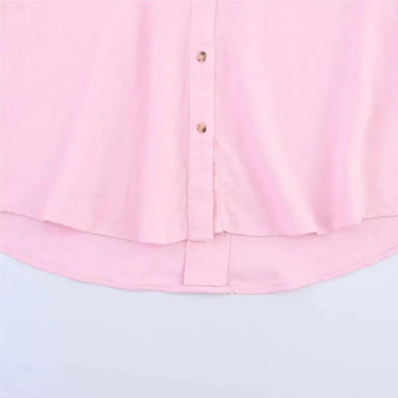 HipSeam Wide Sleeved Shirt Women Spring Asymmetric Hem Button Women's Shirts Simple Lady Johnny Collar Linen Shirts & Blouses