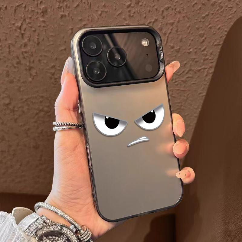 Gray Funny Cartoon Eyes Soft Phone Case Compatible for iPhone 17 17E 16 16E 15 14 13 12 11 Air Pro Max Plus