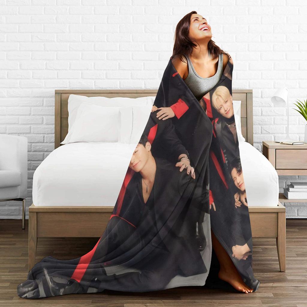 Kpop A-AteezS Blanket Soft Comfortable Plush Bedding Throws For Girls Boys Outdoor Flannel Bedspread Bed Cover