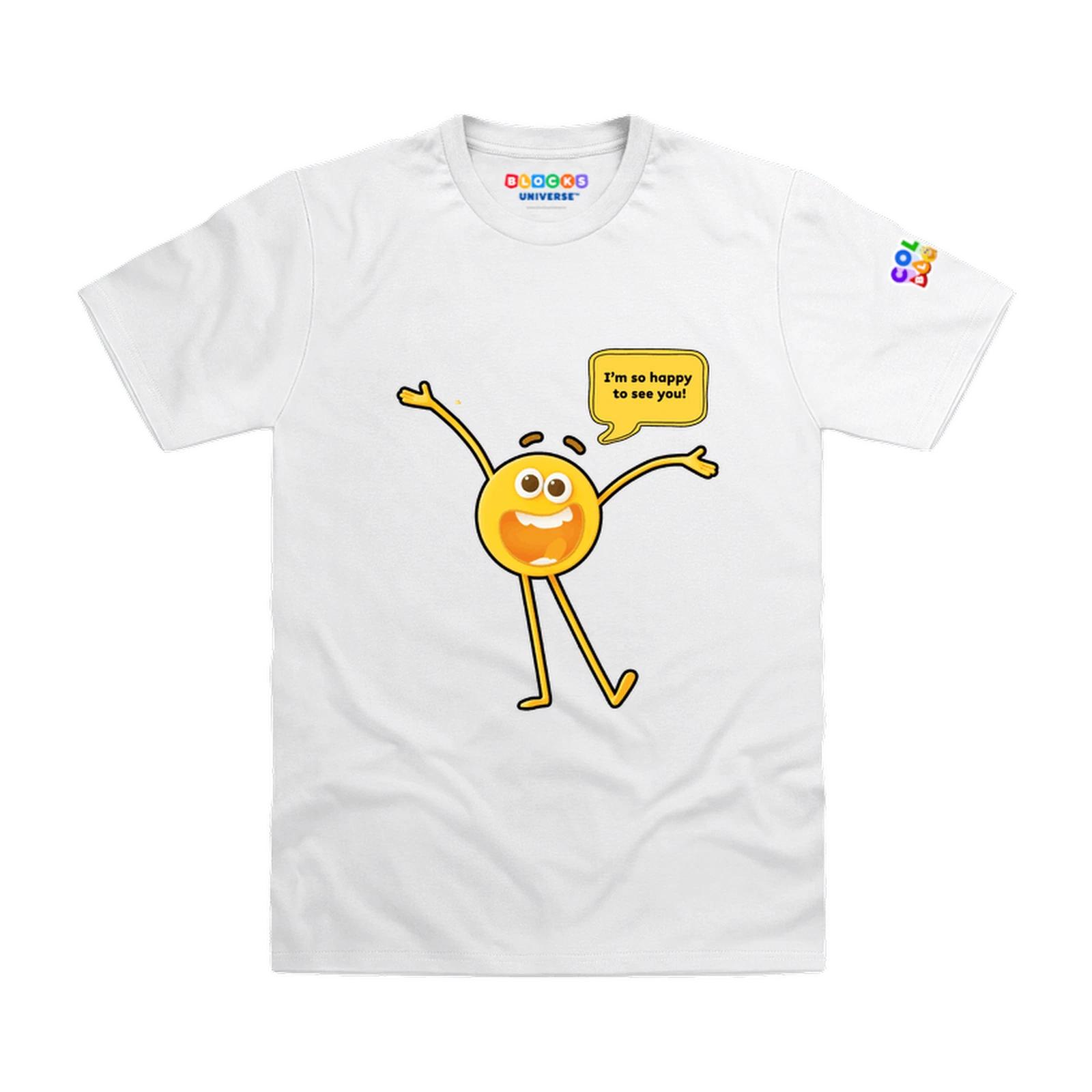 Officially Licensed Colourblocks Yellow I m Happy to See You Kids T-Shirt 100