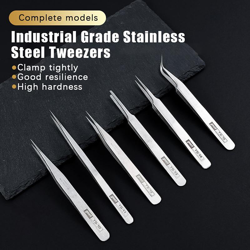 6Piece Stainless Steel Tweezers Bent Straight Tweezers For Fine Work In Crafts
