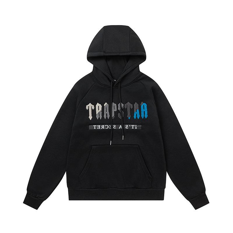 Foreign trade new rainbow color matching letter embroidery velvet loose hooded sweater casual trousers set men and women the same style