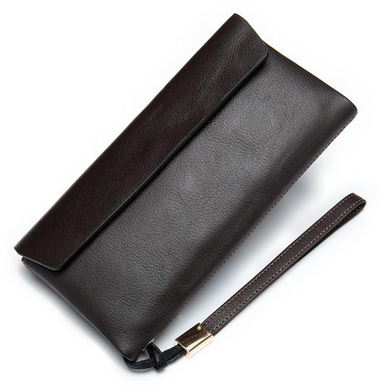 

Women s Leather Wallet Korean Top-layer Cowhide Mid-long Handheld 20x10x2.5cm кавовий