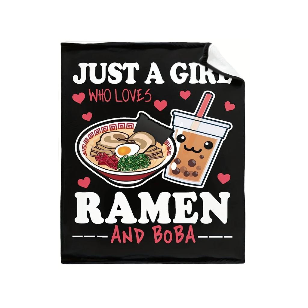 Super Soft Ramen Milk Tea Blanket A Perfect Kawaii Gift For Noodle And Bubble Tea Lovers