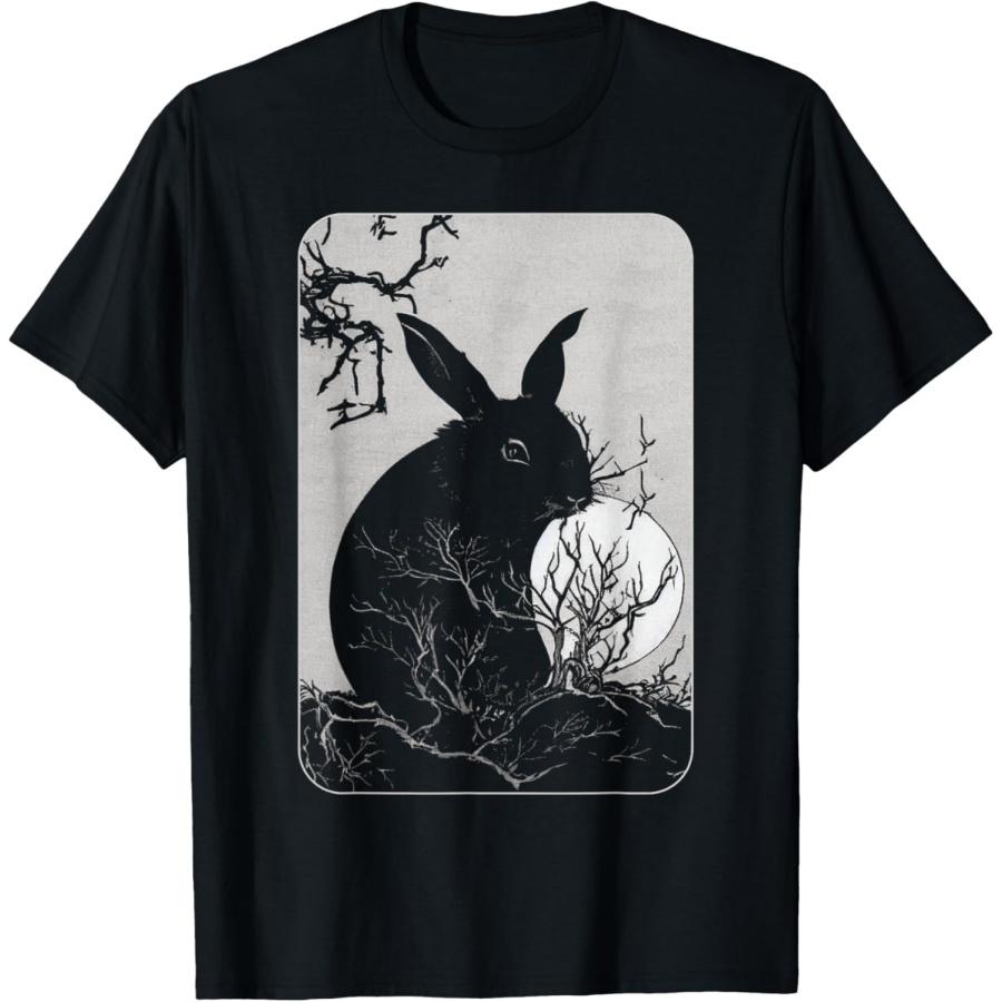 Rabbit Lover, Rabbit and Moon T-Shirt S чёрный