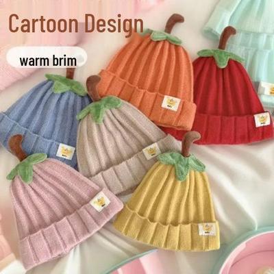 Nova chegada: Gorro de Abóbora de Inverno Tricotado Fofo e Aconchegante para Bebês e Crianças