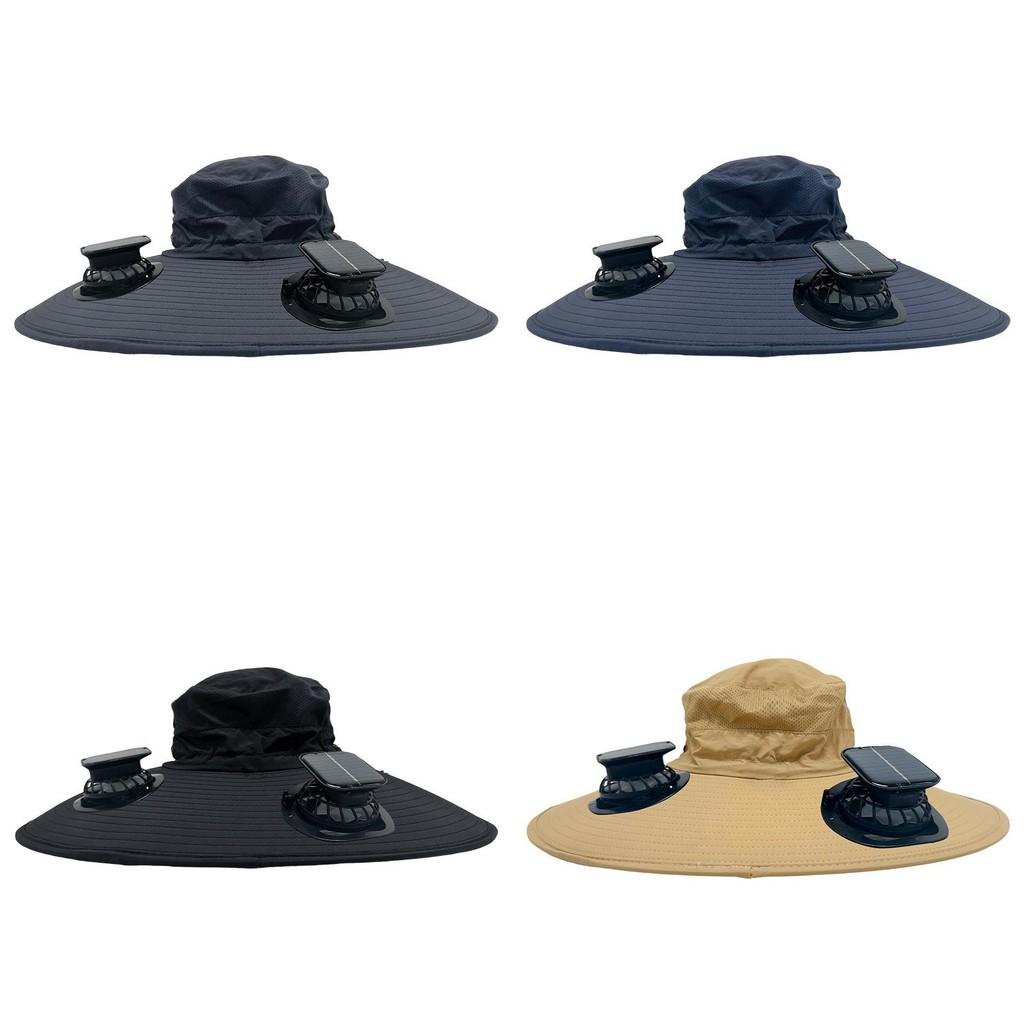 Chapéu com Proteção Solar com Ventiladores Duplos Solar USB Recarregável Para Pesca ao Ar Livre Caminhada Homens