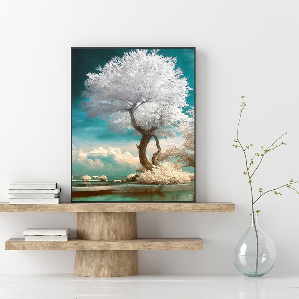 

5D DIY алмазная живопись большое белое дерево набор для вышивки крестом Мозаика Алмазная вышивка роза полная круглая/квадратная дрель украшение дома Round 30x40cm