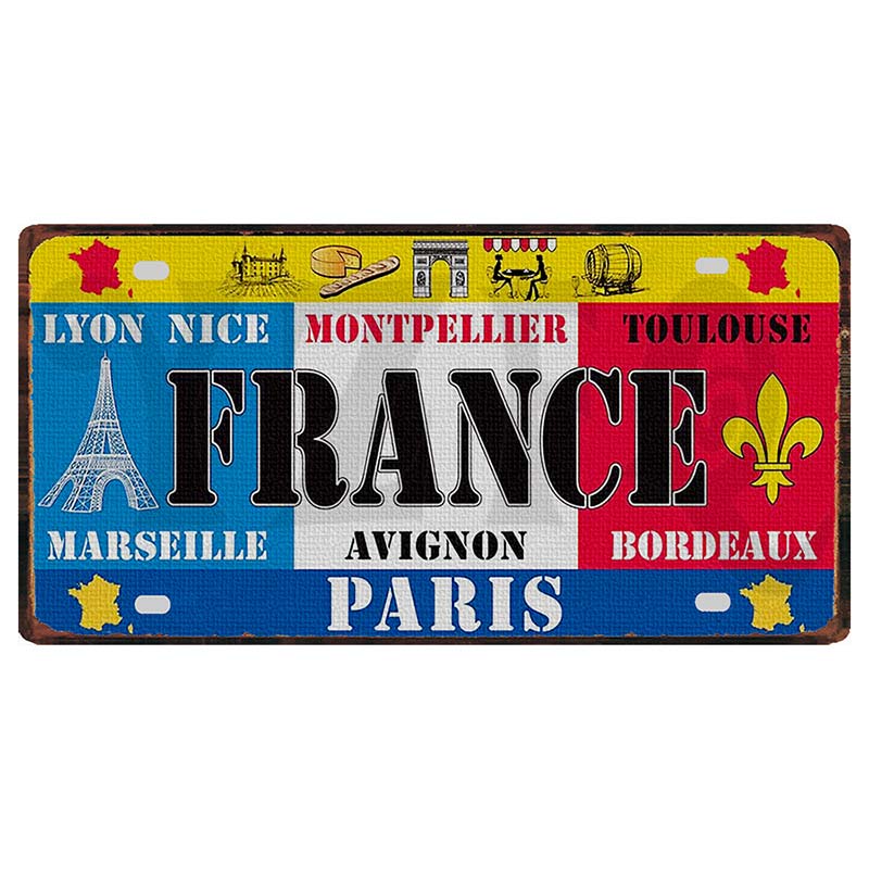 YZFQ Mexico Spain Metal Tin Sign Colombia USA Poster For Wall Restaurant Bar Home Decor 30X15CM Customizable DC-1512A