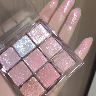 9 Colors Eyeshadow Palette Glitter Sparkling Sequin Finish Highlighter Eyeshadow Rose Color Tone Eyeshadow Beauty Makeup