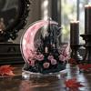 Halloween wreath for front door with lights moon garland with cat wreath decor Halloween decorations for home party window wall indoor outdoor