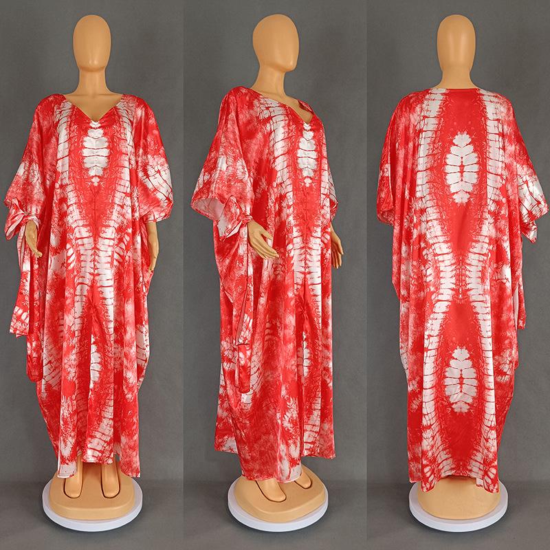 European & American Retro Ethnic Style Print Cloak Dress 8903 - Short Sleeve Women's Clothing