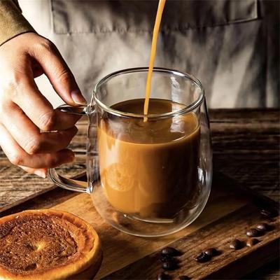 150/250/350ml Căni de Sticlă Rezistente la Căldură Cană de Cafea din Sticlă cu Perete Dublu cu Mâner Cană pentru Lapte de Mic Dejun Apă Cană Transparentă pentru Suc Căni pentru Bere