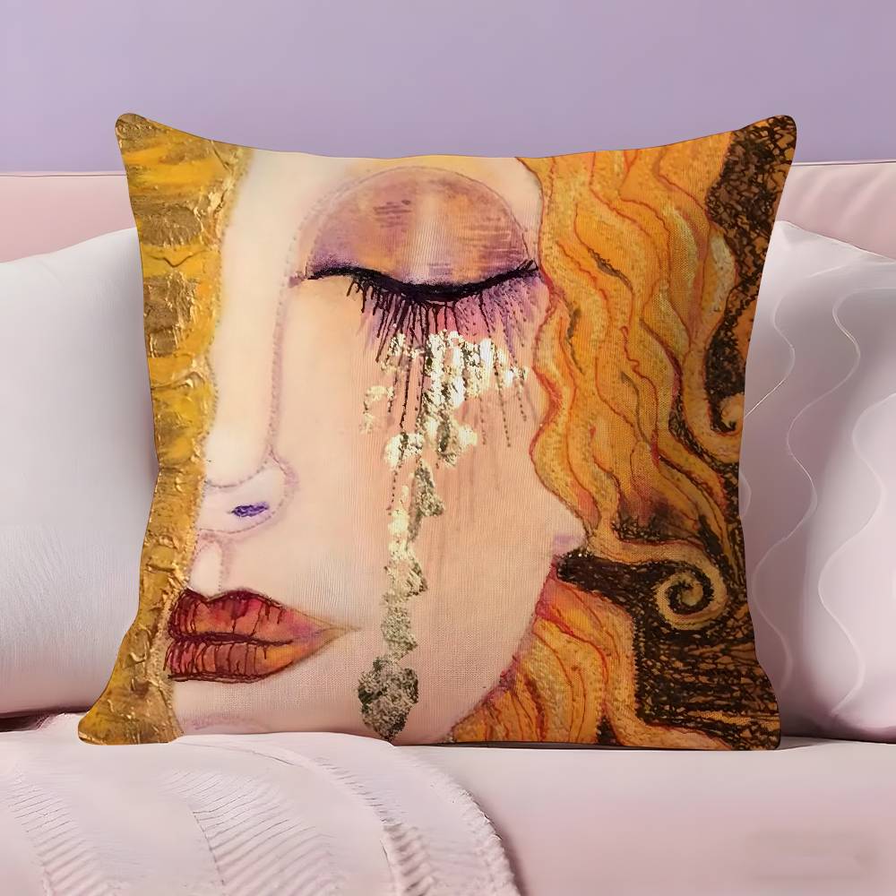 G-Gustav K-Klimt Oil Painting Pillow Case Pillowcase Ultra Soft Skin Friendly Fabric Cloud Like Comfort & Concealed Zipper