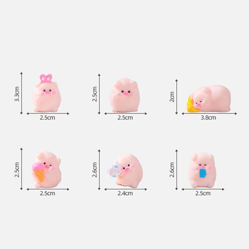 Mini Cute Funny Pink Pig Figure Car Dashboard Ornament Home Office Computer Desktop Room Piggy Doll Resin Craft Decoration