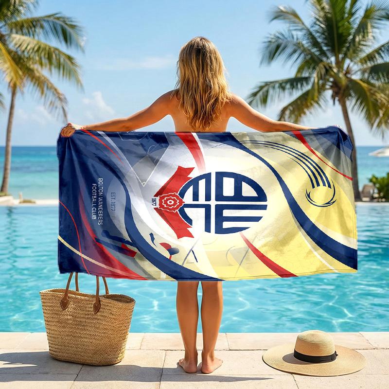 Bolton Wanderers FC Print Quick Dry Beach Towel Microfiber Absorbent Portable Travel Swimming Towel