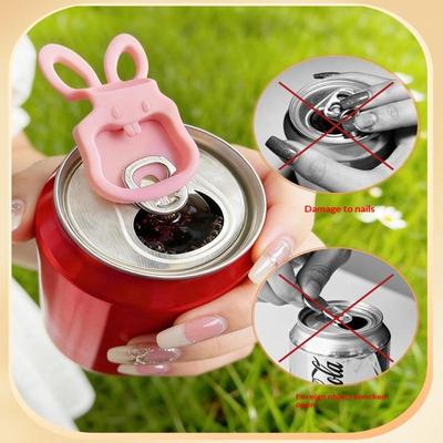 1/6Pcs Color Beverage Can Opener With Protective Cover Plastic Tab Can Openers Reusable Easy Can Opener Kitchen Tool