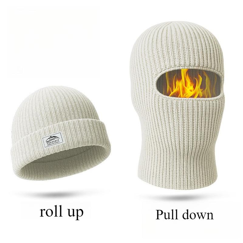 

Skiing warm windproof headgear, high-altitude cold mask, cycling multi-purpose ear protection woolen hat белый