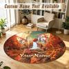 Round Rug Custom NameTravis Scott Pattern Non Slip Carpet Home Floor Decor